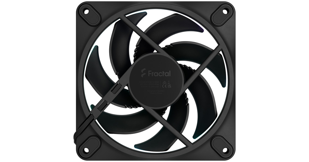 Fractal DesignMomentum 12 RGB case fan  (Zwart, 120 x 120 x 25 mm, PWM)