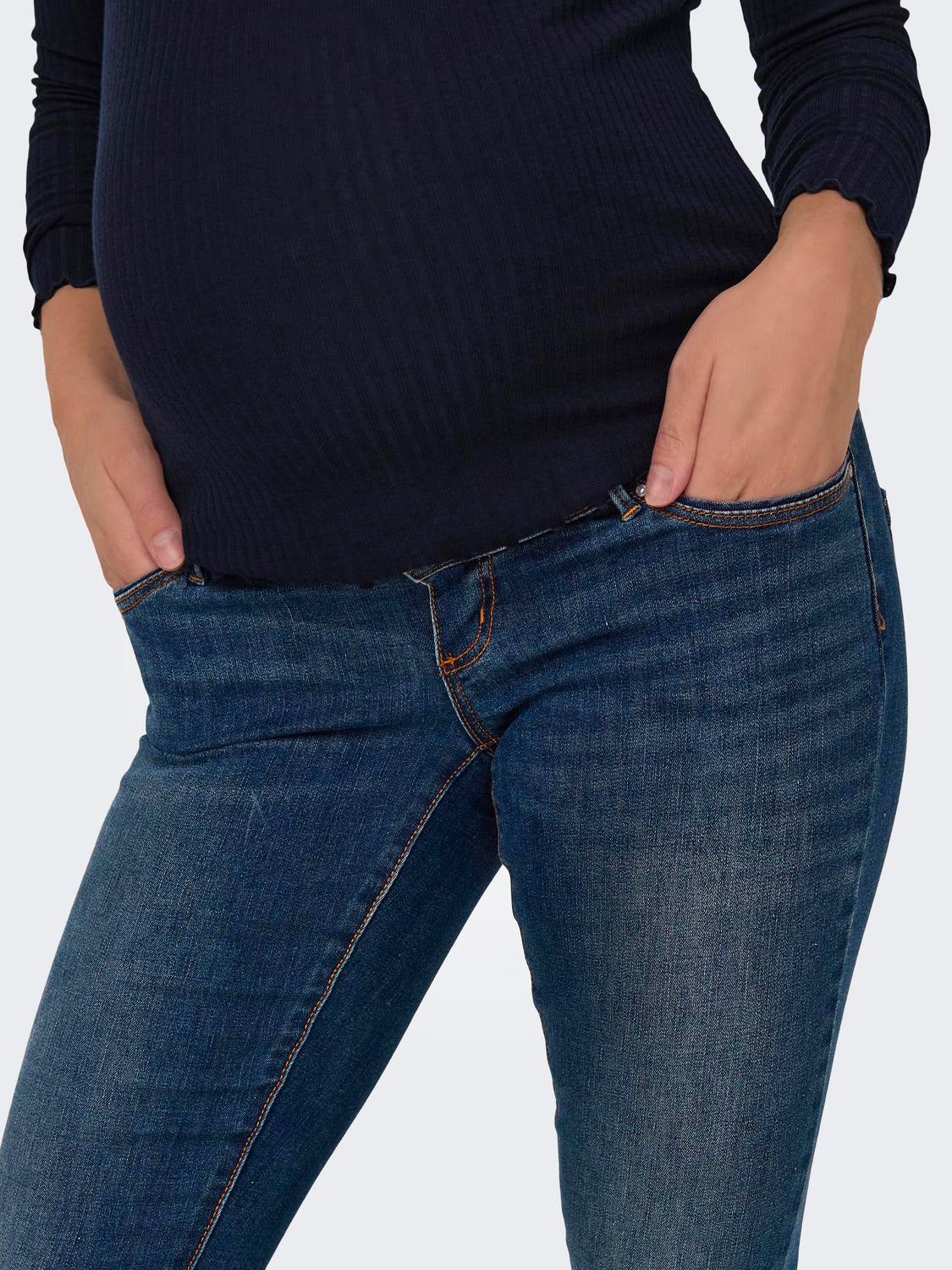 OLMWAUW Mittlere Taille Skinny Fit Jeans Dark Blue Denim