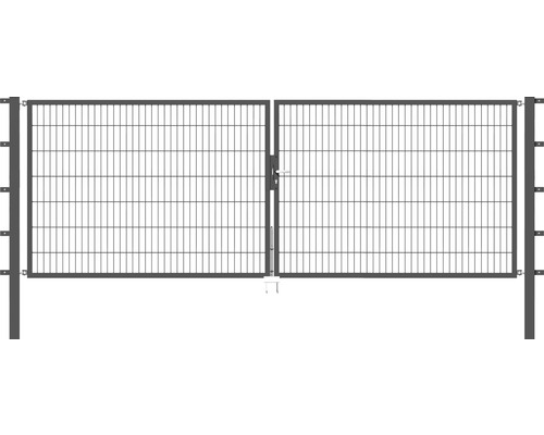 ALBERTS Flexo 400 x 140 cm dubbele poort met metalen gaas, inclusief palen van 8 x 8 cm, antraciet