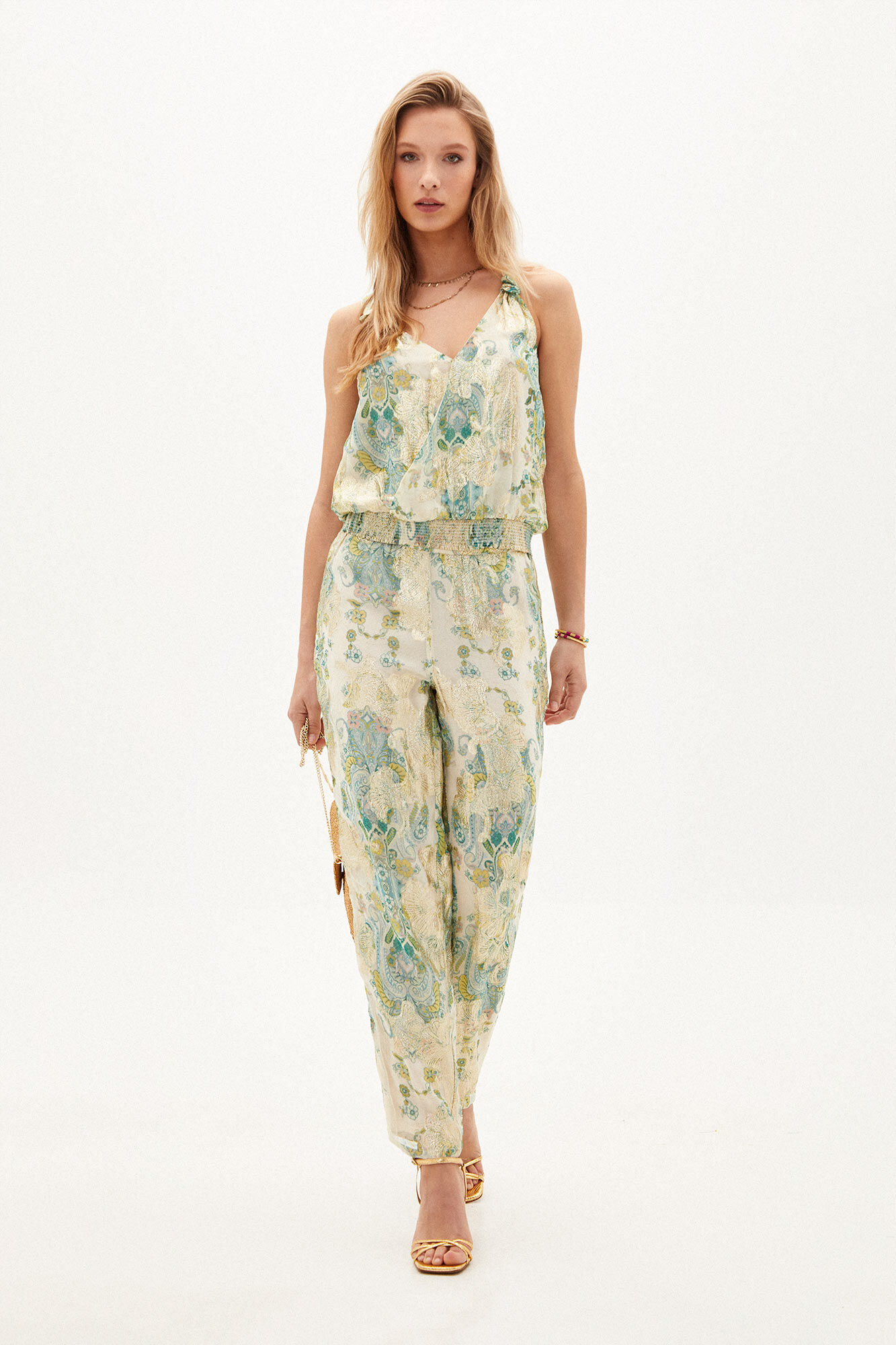 Agatha. Blusa transpassada estampada - Verde