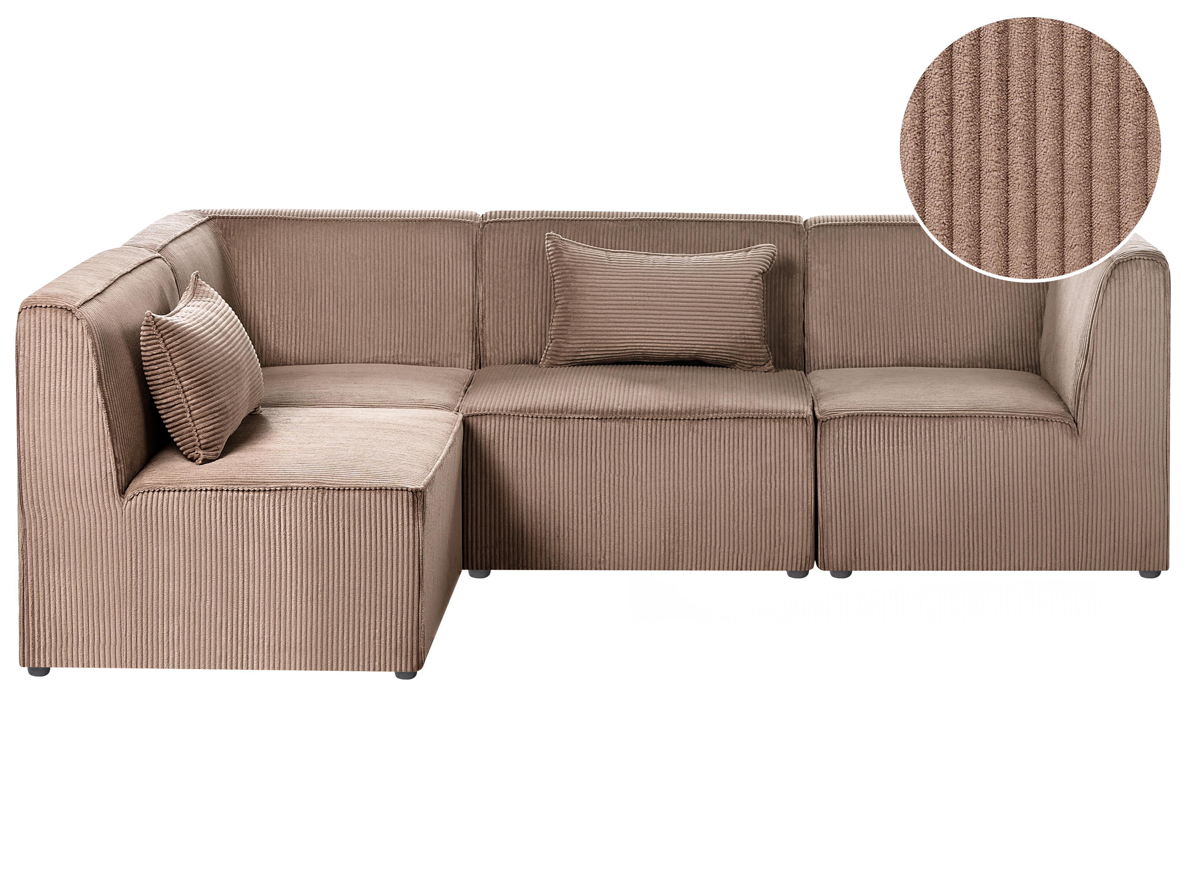 Modulaire hoekbank 4-zits LEMVIG Corduroy Zandbeige rechtszijdig