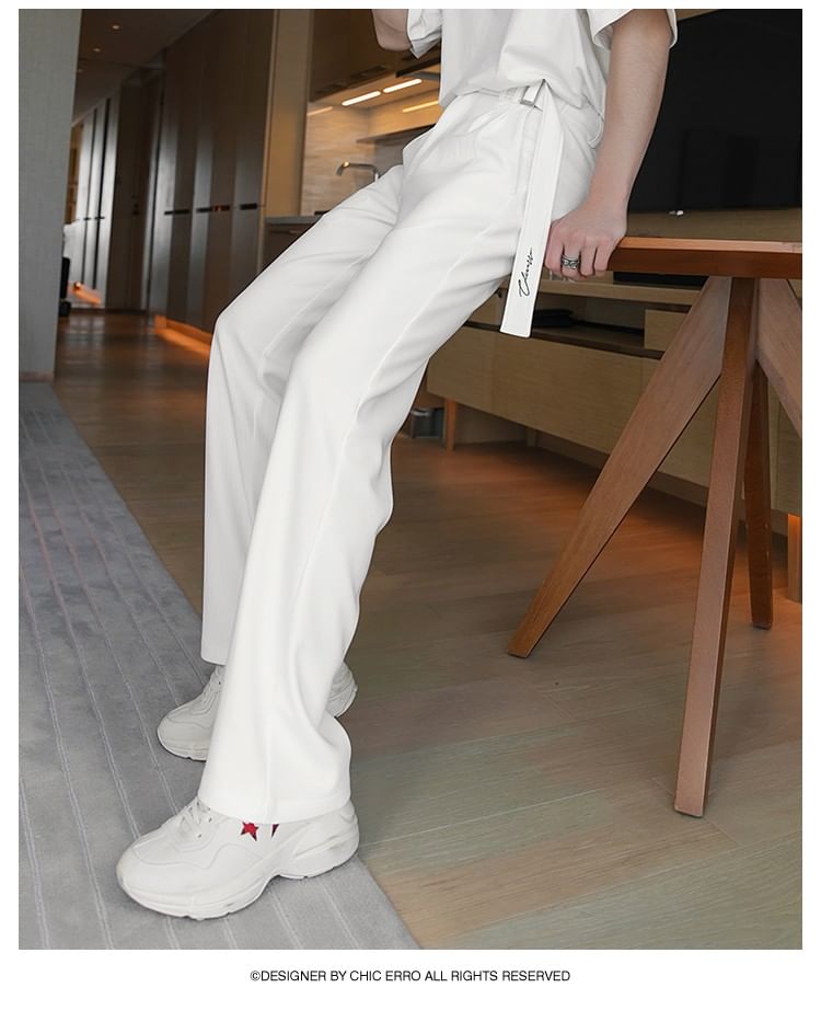 CHIC ERRO - Middelhoge effen rechte broek