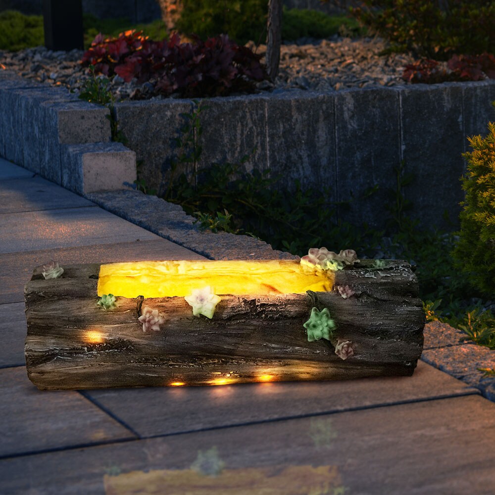 LED Solarleuchte, Baumstamm, Grau, Kunststoff, L 44,3 cm