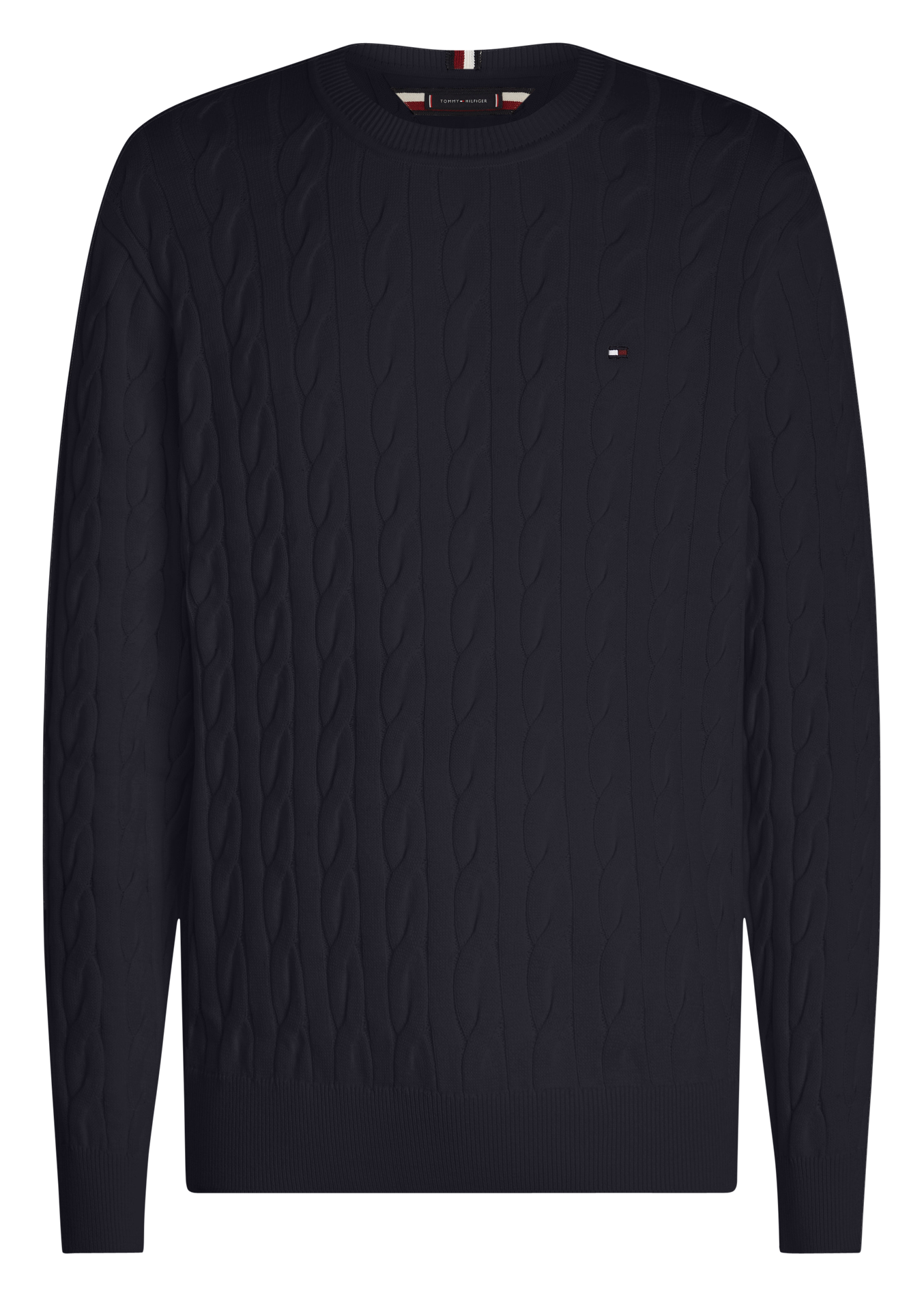 Pull col rond droit en coton biologique | Bleu