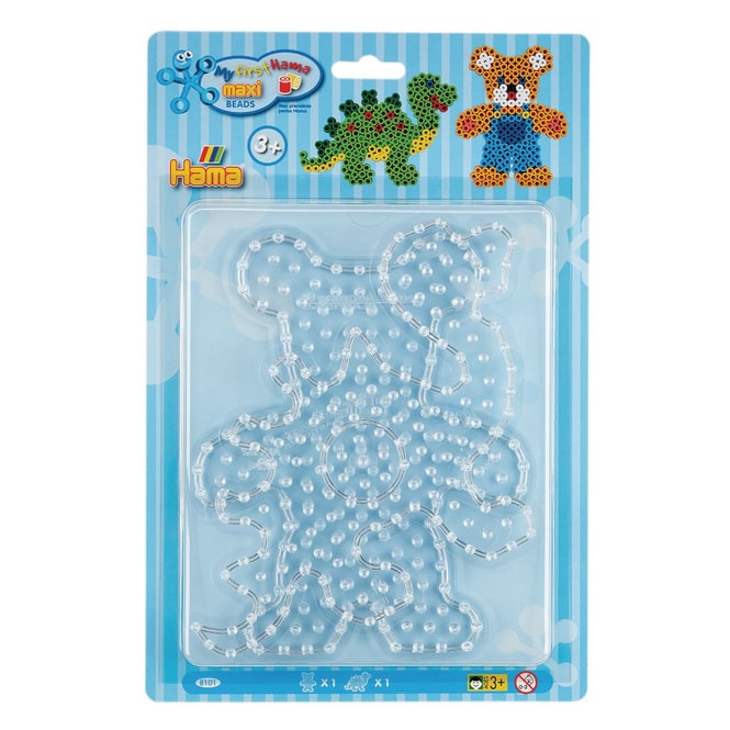 Hama - Stiftplatten - 2er Set Teddybär und Dinosaurier