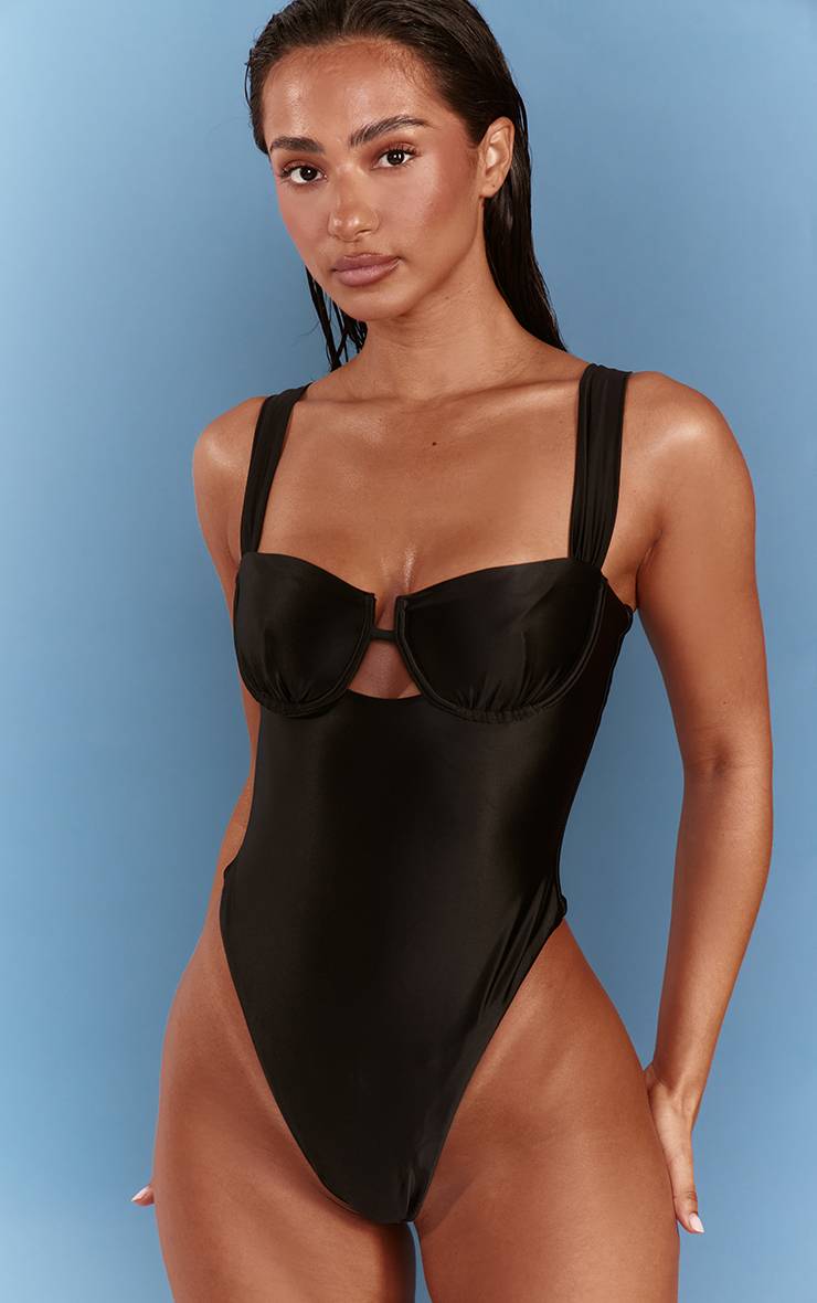 Noir Maillot De Bain Une Pièce À Armatures Shine Swim