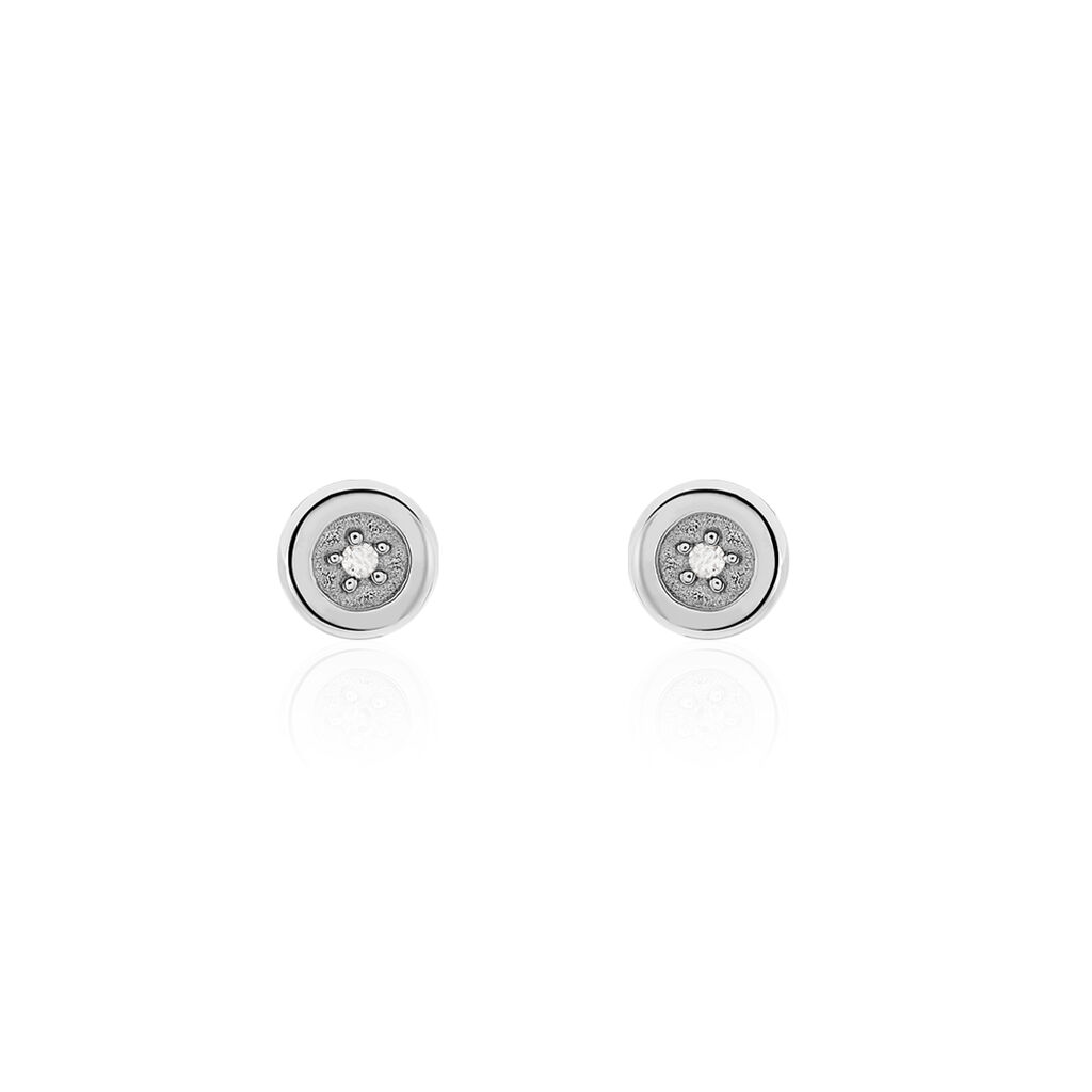 Boucles D'oreilles Puces Fatiana Or Blanc Diamant