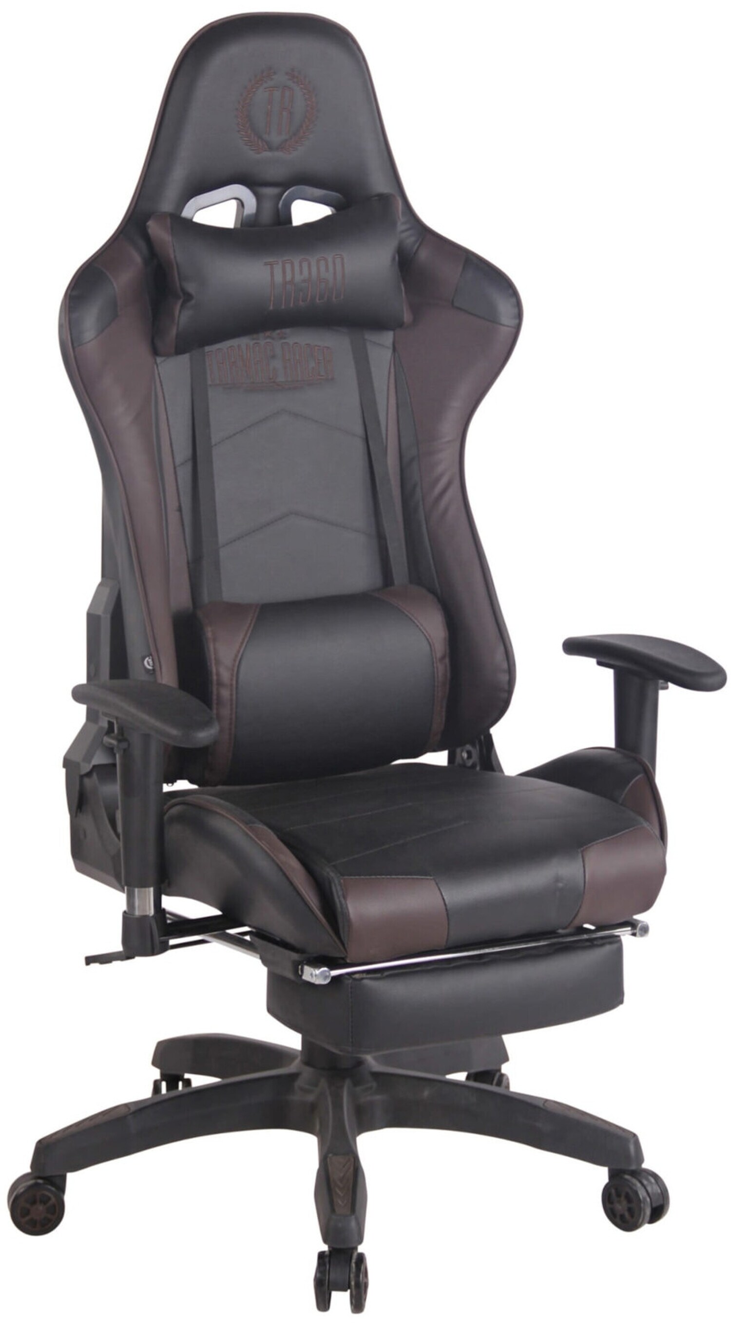 TPFLiving Racing Bürostuhl Turbine mit Fußablage Schwarz/Blau