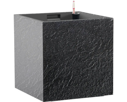 Cubico Stone plantenbak met plantenbak, kunststof, 27 x 27 x 27 cm, antraciet