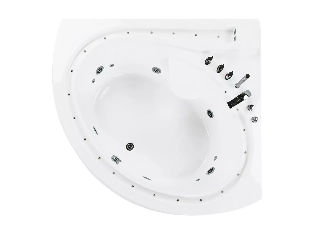 Baignoire d'angle blanche 206 x 165 cm avec LED PELICAN