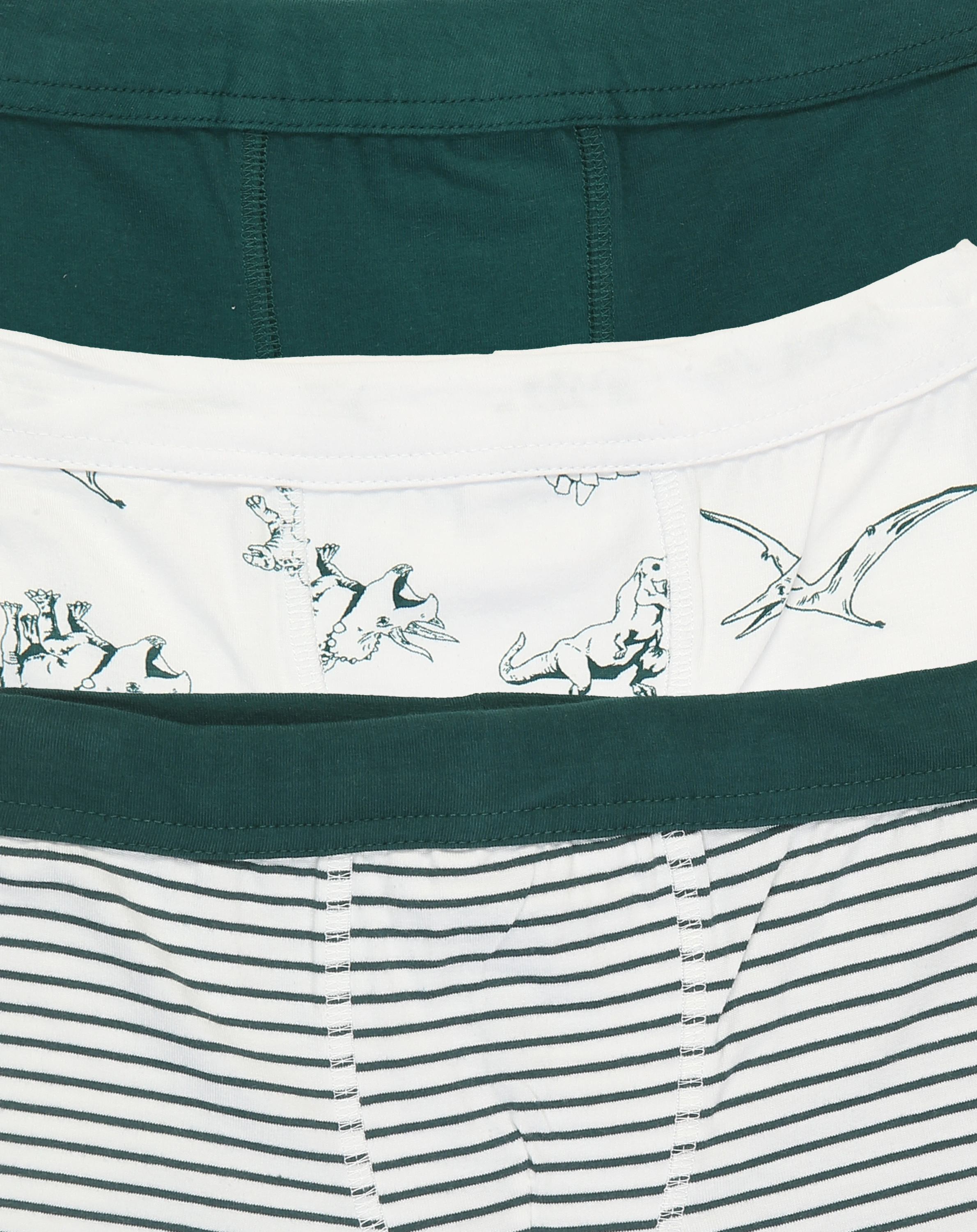 Boxershorts EASY 3er-Pack in weiß/dunkelgrün