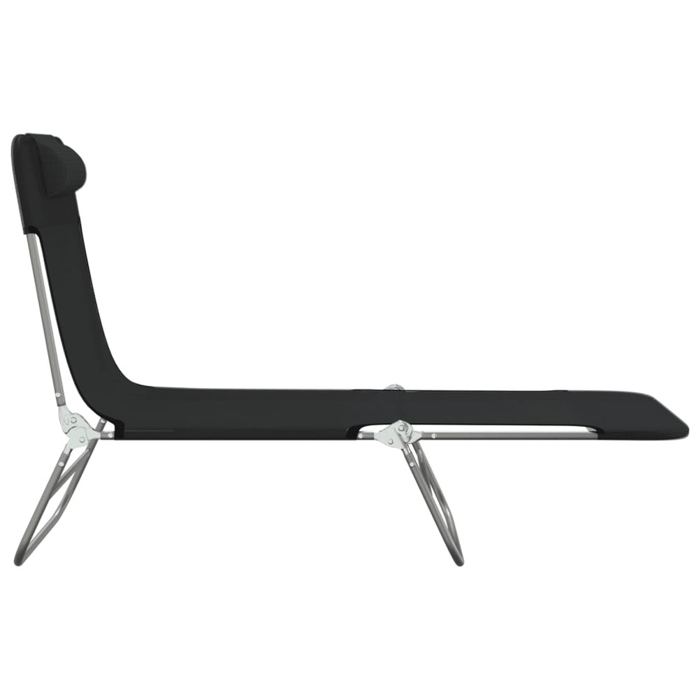 Chaises longues pliables 2 pcs noir textilène et acier