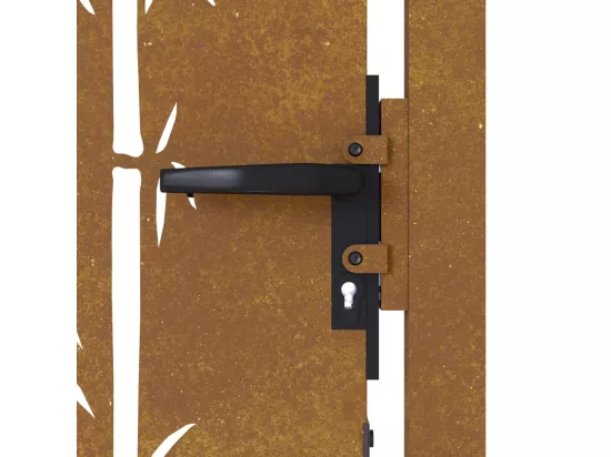 Portail de jardin 105x180 cm acier corten design de bambou