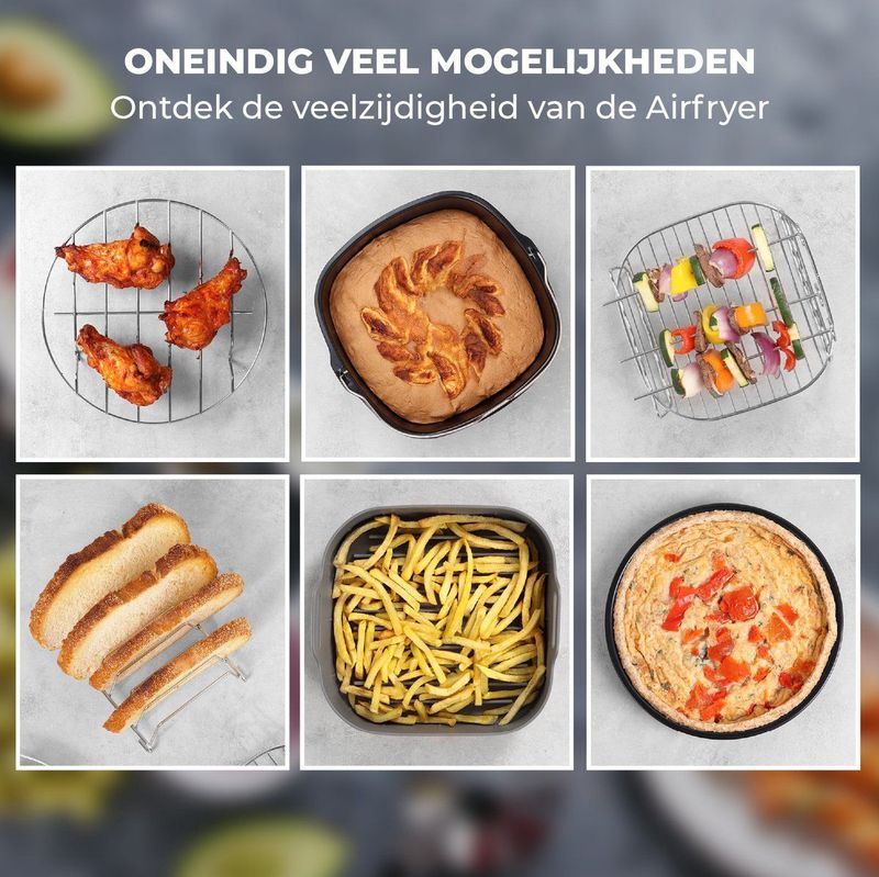 Fentic Airfryer Accessoires – Geschikt voor Airfryer XL en XXL – Met Airfryer Siliconen Bakje – ⌀ 20cm