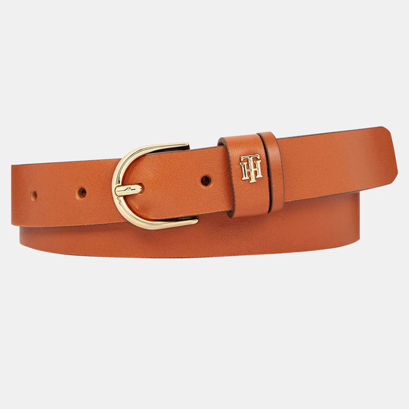 Tommy Hilfiger Ceinture en Cuir Timeless à boucle dorée cognac