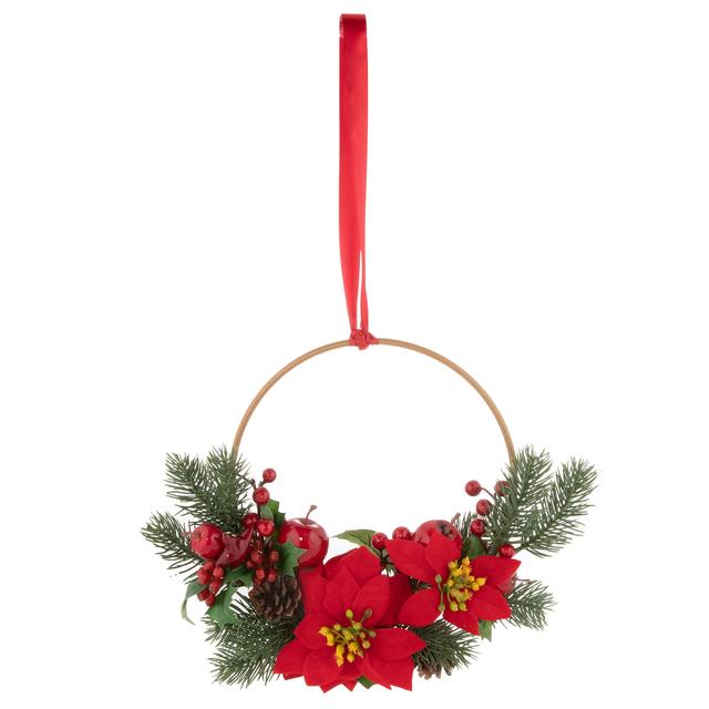 Poinsettia-Kranz auf Metallring