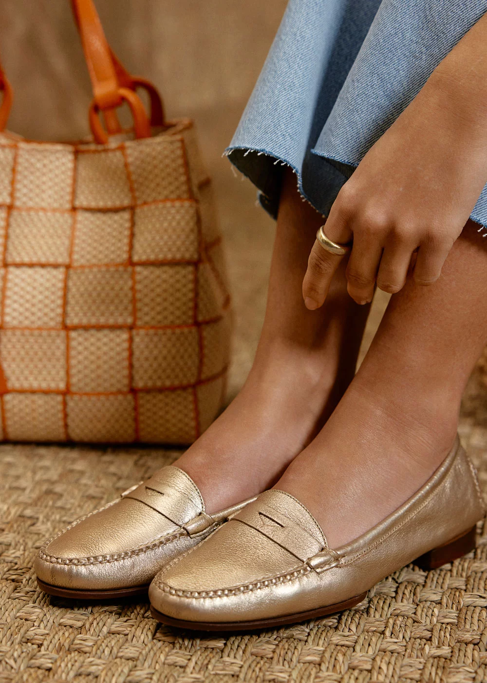 MOCASSIN W PENNY MOC METALISE GOLDEN