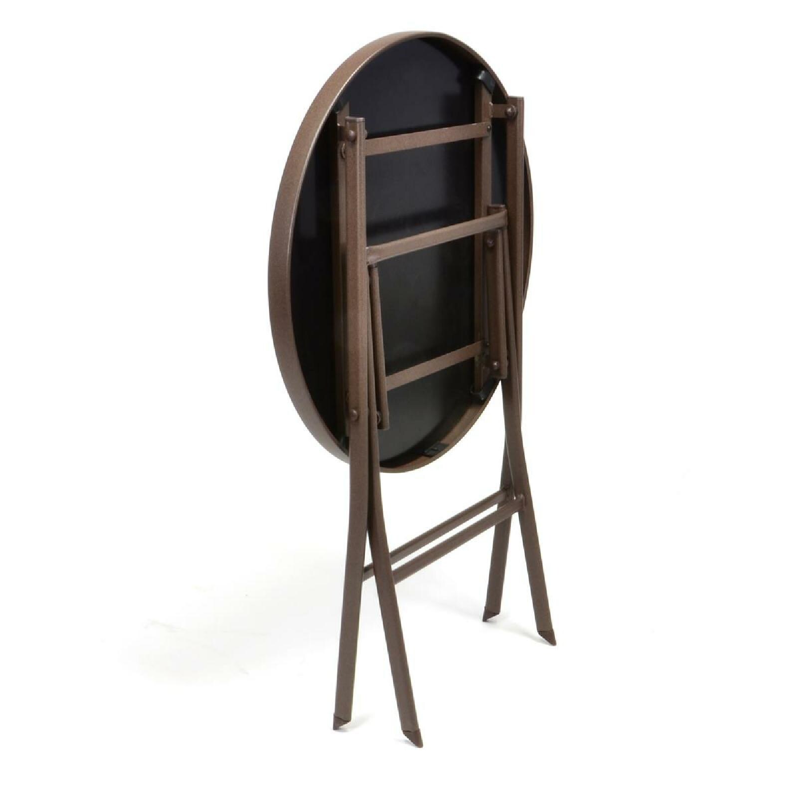 VCM 3-tlg. Bistroset Balkonset Tisch Stuhl braun Sitzgarnitur Glastisch Bistrostuhl Poly-Rattan Dunkelbraun