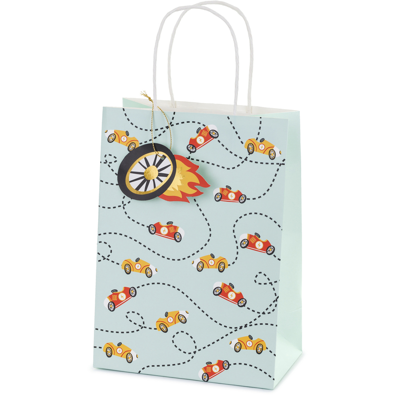 Partydeco Geschenktüte Autos, 18 x 25 x 10.5 cm, 1 Stück