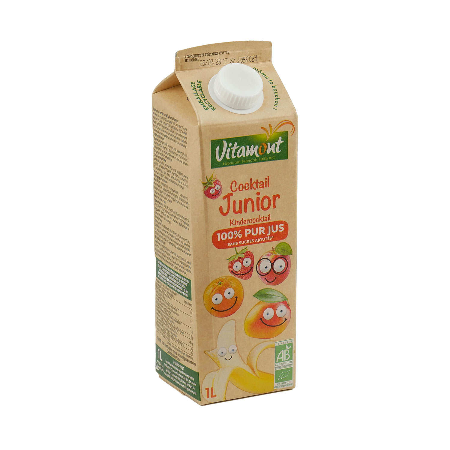 Cocktail de fruits bio Junior - Pomme, Orange, Fraise, Banane, Mangue, Framboise