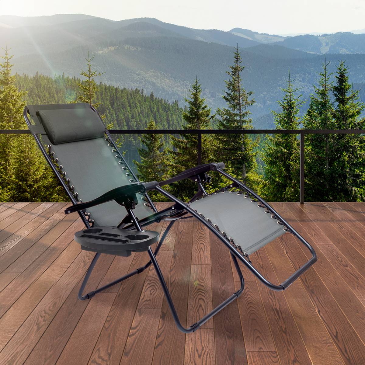 LifeGoods relaxstoel met zijtafel - Darkgrey