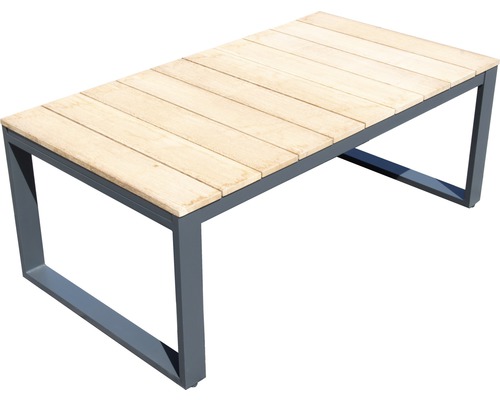 Garden Place Cleo aluminium-houten tuinmeubelset, 6-zits, bestaande uit: 2 banken, fauteuil, tafel inclusief kussens, aluminium antraciet, hout