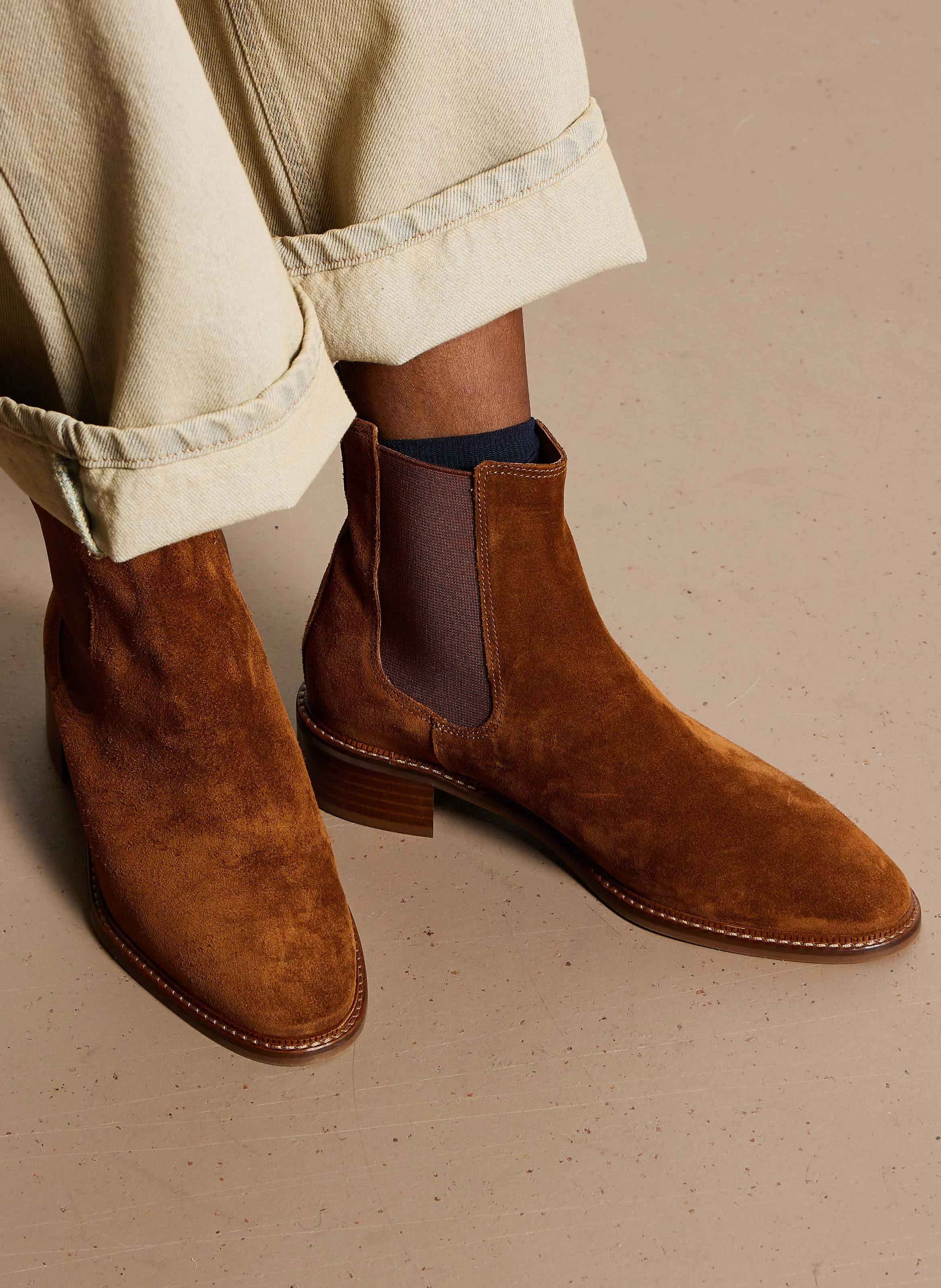 SELIA - Bottines en cuir velours| Marron