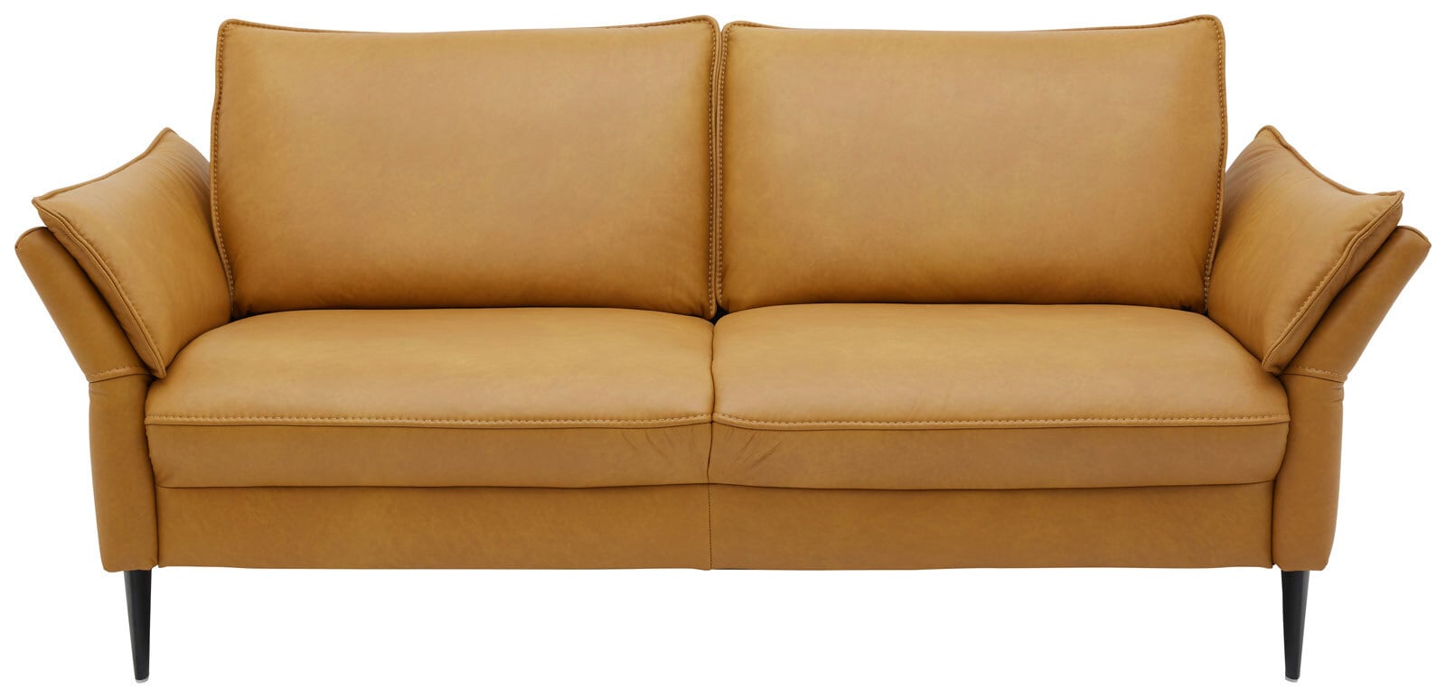 PURO Ledersofa 3-Sitzer STRASSBURG II Cloudy kurkuma