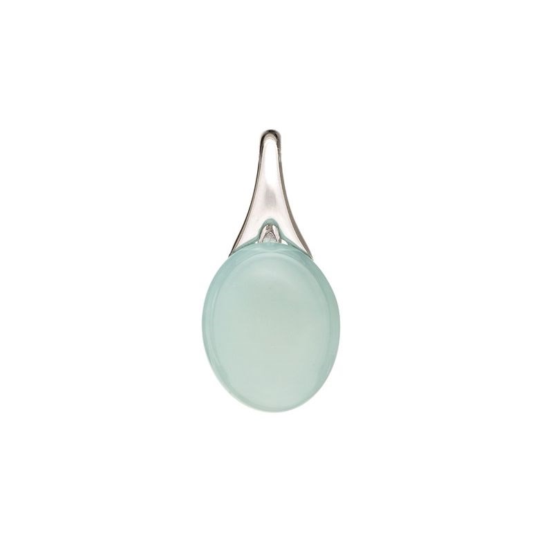 PENDENTIF AGATE AQUA ARGENT RHODIE
