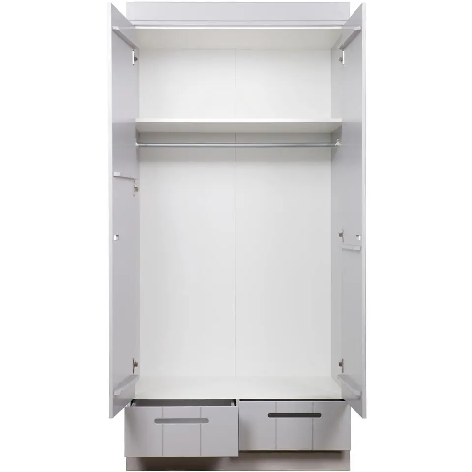 WOOOD Connect Kledingkast 2-Deurs met Lade - Grenen -Grijs - 195x94x53