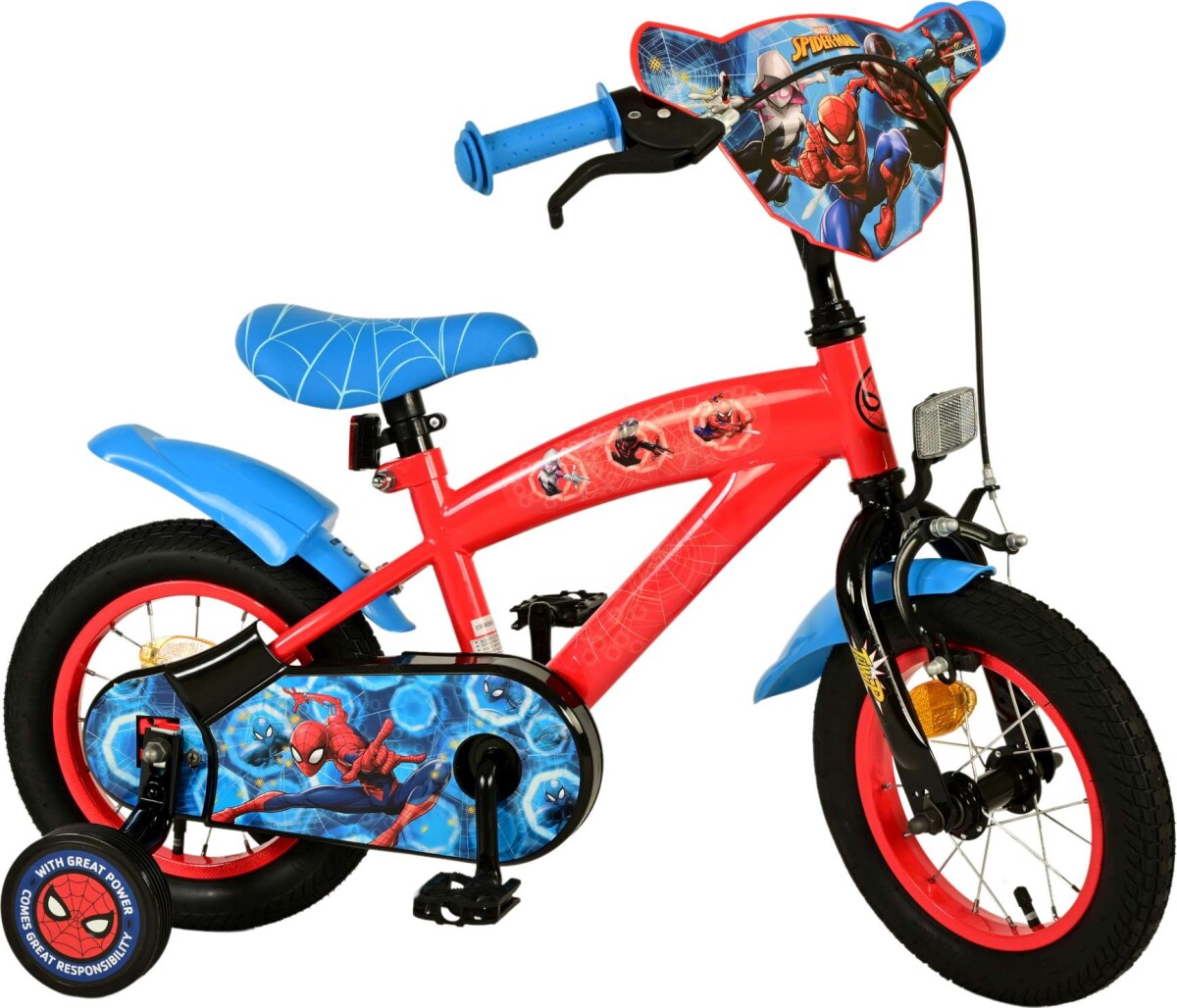 Spiderman - Cykel Med Støttehjul Til Børn - 12'' - Volare
