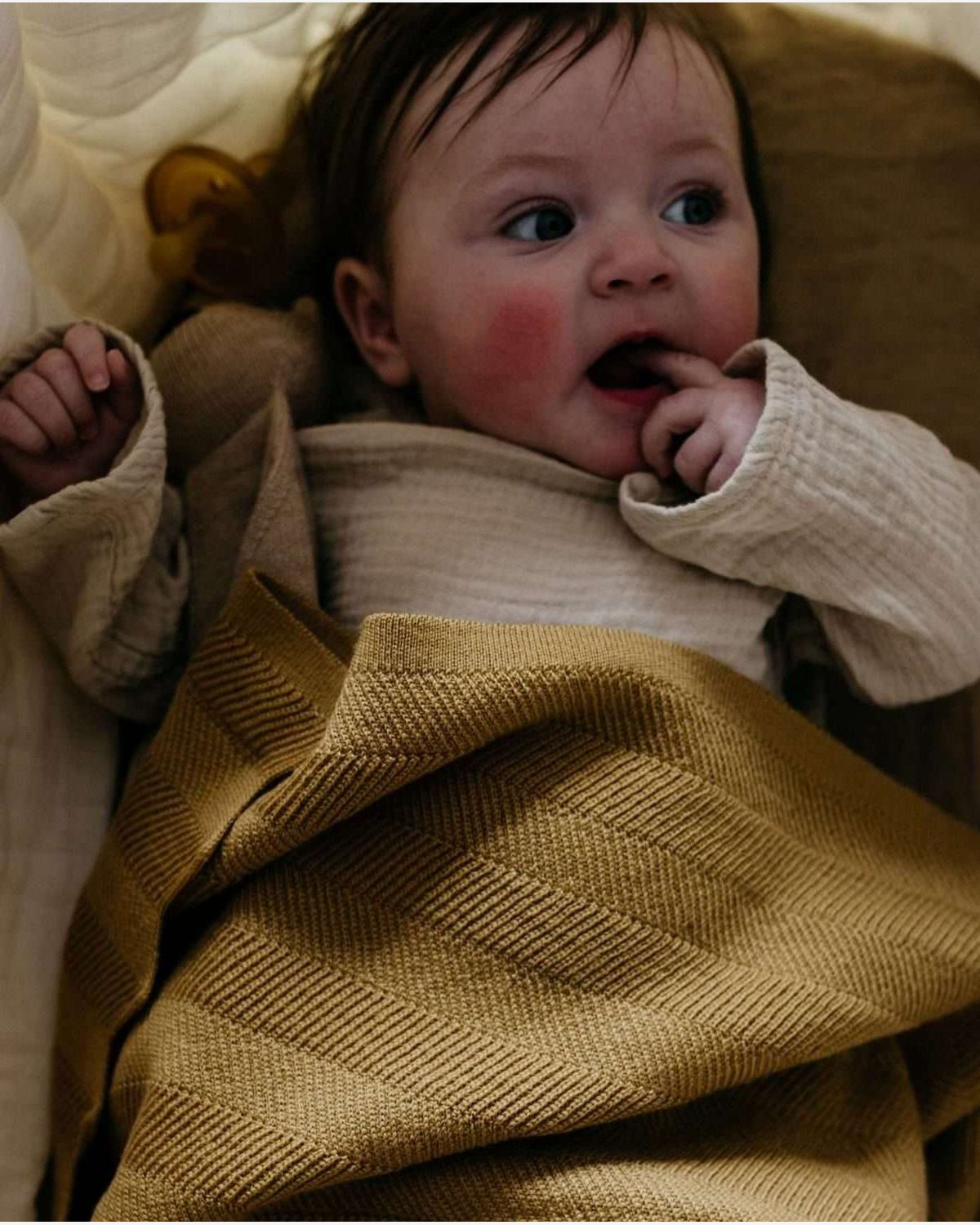 Babyteppe Ull, Tykt – 100% Merino, Ubehandlet | Freddie, Ochre