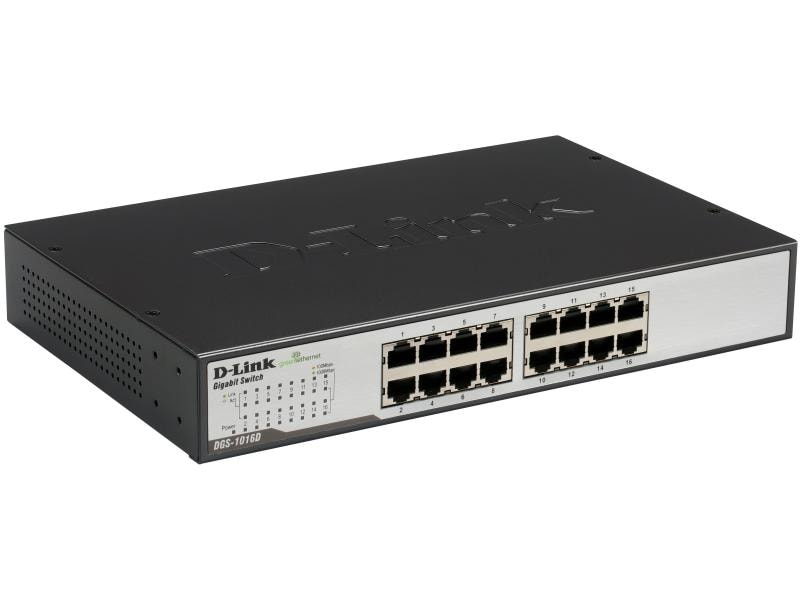 D-Link Switch DGS-1016D 16 Port 16-Port Gigabit Switch, Auto Uplink