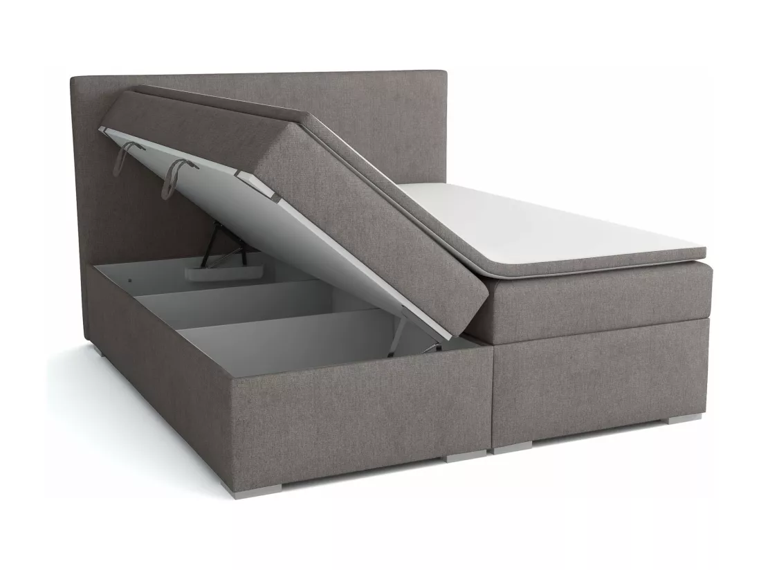 LIT BOXSPRING avec surmatelas Ennis 200x200 cm, Lux 06 (Gris)