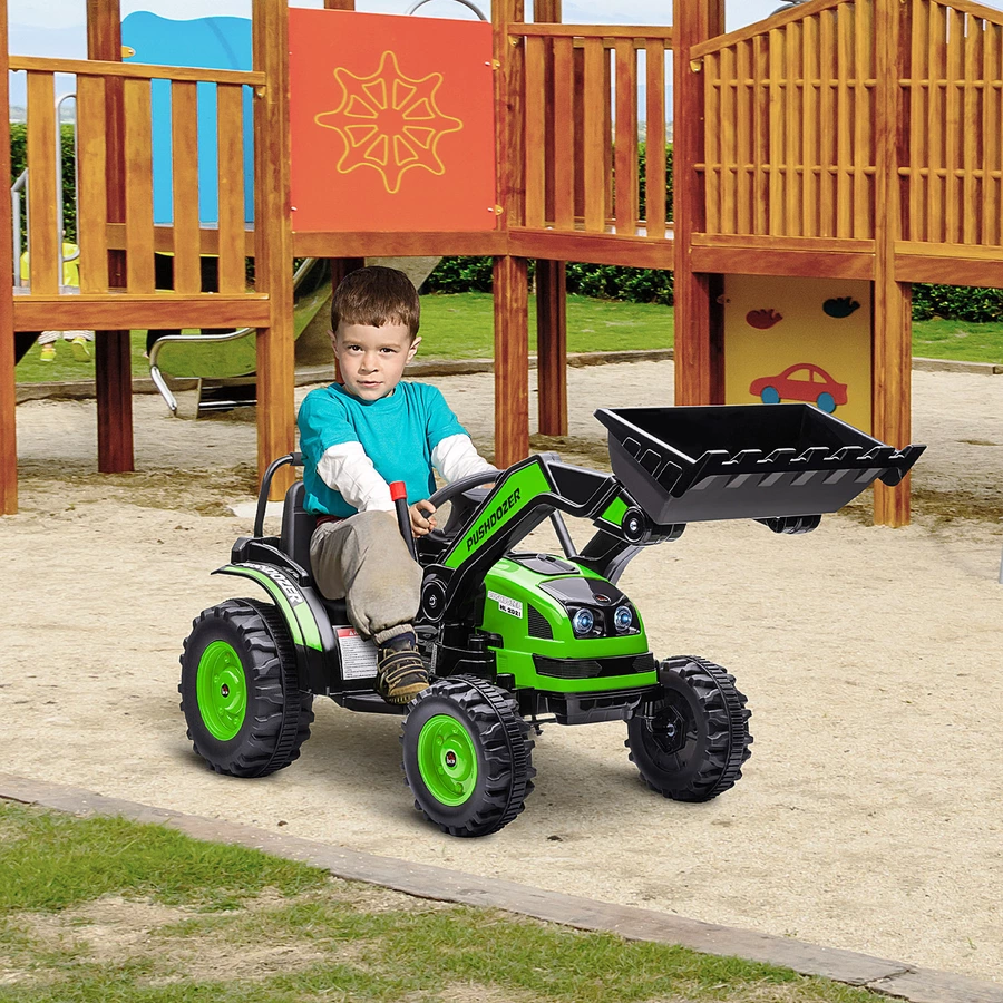 HOMCOM Elektrischer Kinderbagger mit Schaufel grün