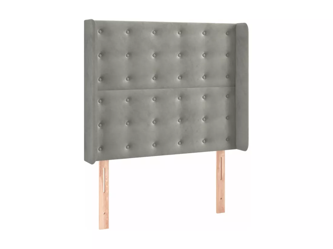 Sommier tapissier et matelas et LED Gris clair 90x190cm Velours