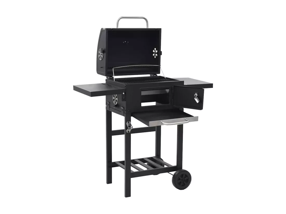 Gril de barbecue au charbon de bois et étagère inférieure Noir