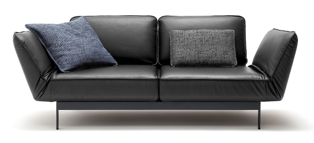 ROLF BENZ Ledersofa 2-Sitzer MERA schwarz