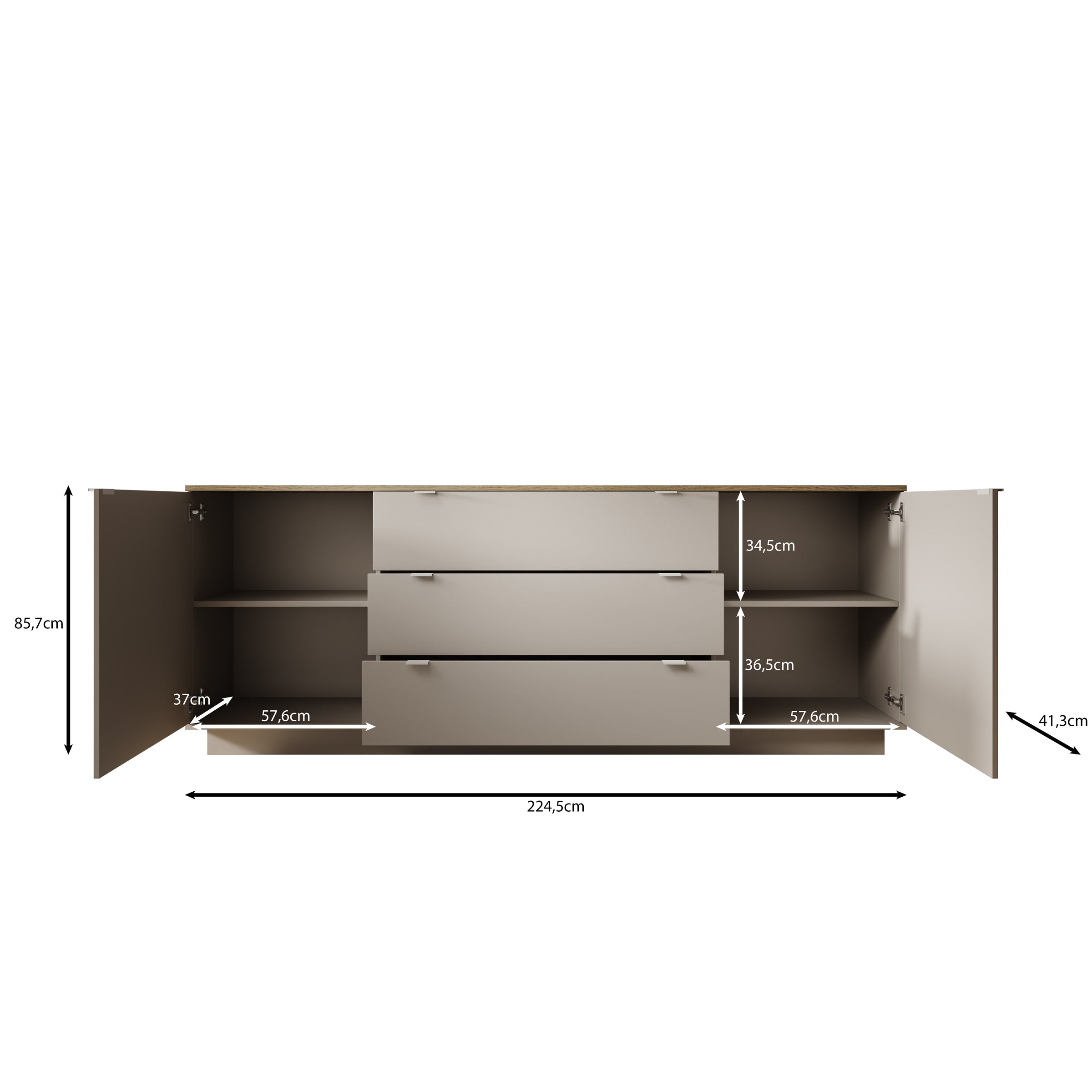 Galeno - Dressoir - Beige - 225x41x86 cm