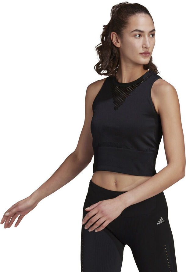 adidas Aeroknit Crop løbetop Sort