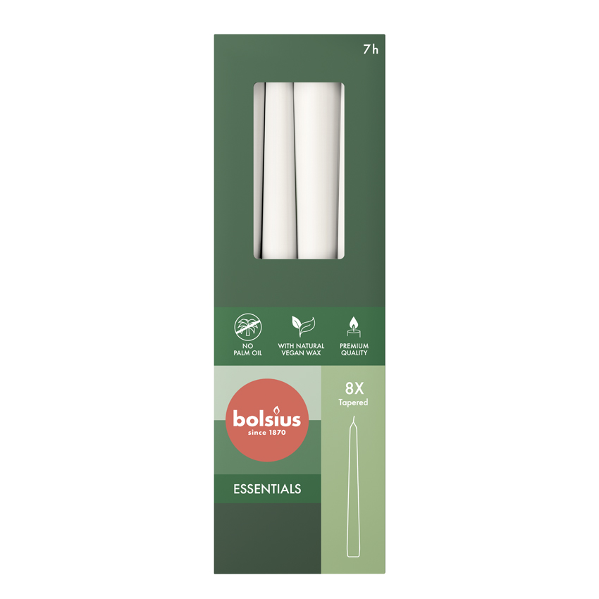 Bolsius Gotische Kaars 245/24 Doos 8 Cloudy White (8 stuks)