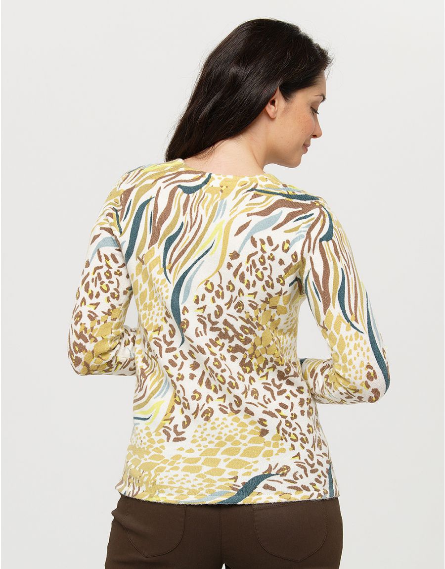 Pull blanc à motifs