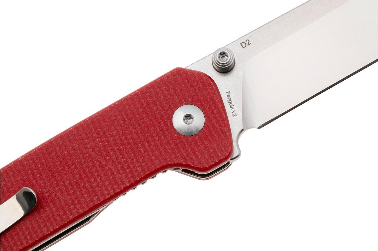 QSP Knife Penguin V2 QS130V2-D1 Two-Tone D2, Red Micarta, zakmes