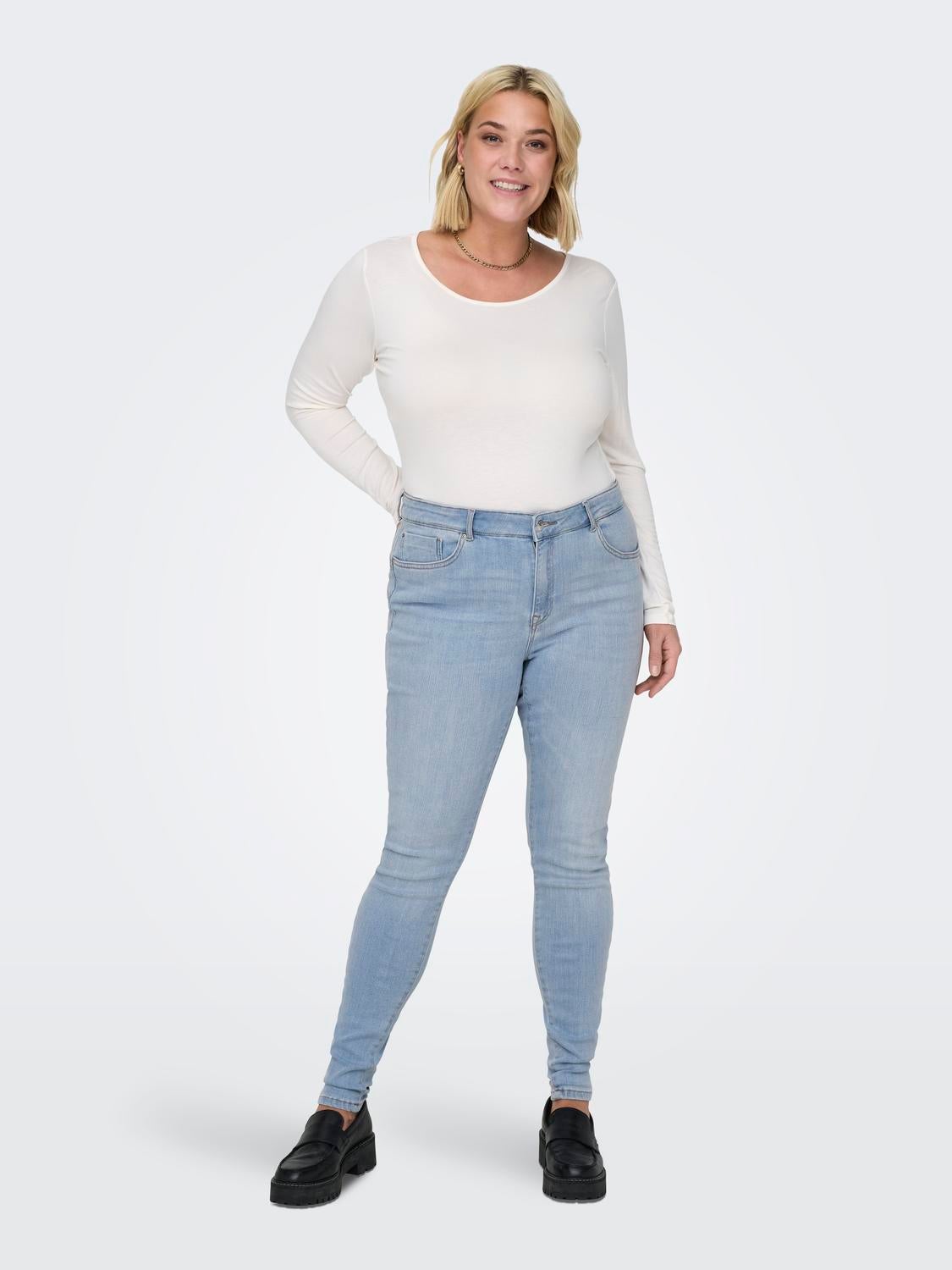 CARPOWER Mittlere Taille Skinny Fit Jeans Light Blue Denim