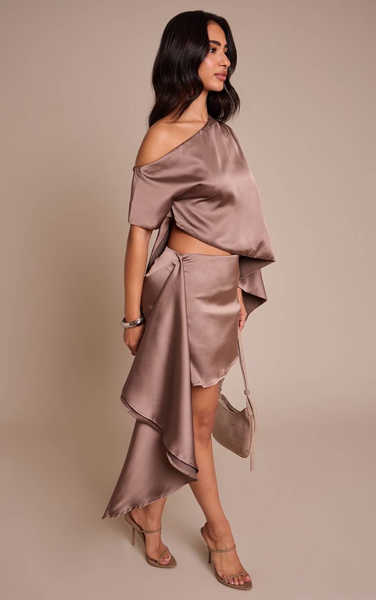 Champignon Mini-jupe Asymétrique En Satin Petite Taille Coordonnée