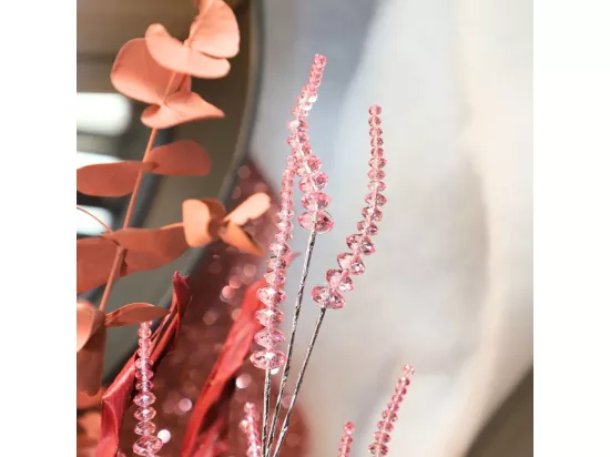 Branche de Fleurs «Cristal» en verre rose 90 cm