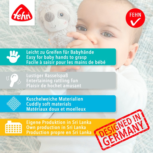 Fehn Greifspielzeug »Lazy, Crazy & Pink, Ring-Greifling Faultier«
