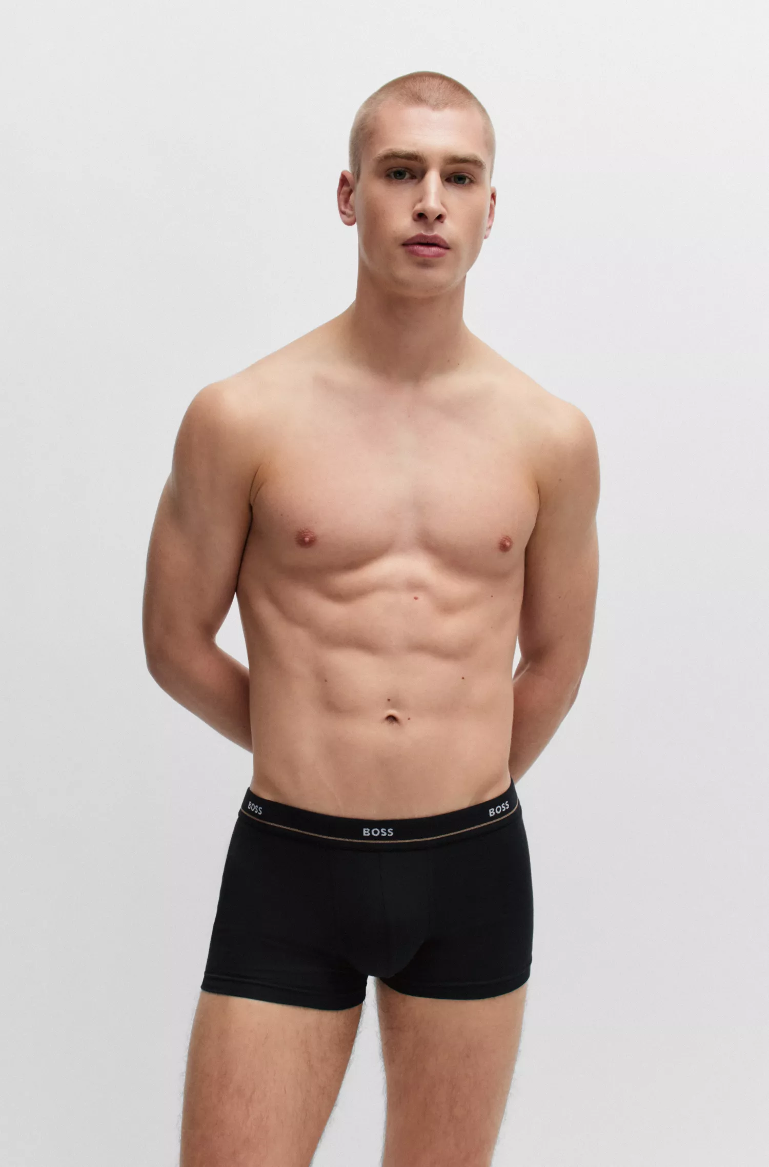 BOSS Black - Pacote com cinco cuecas boxer de algodão elástico com cós com logotipo.