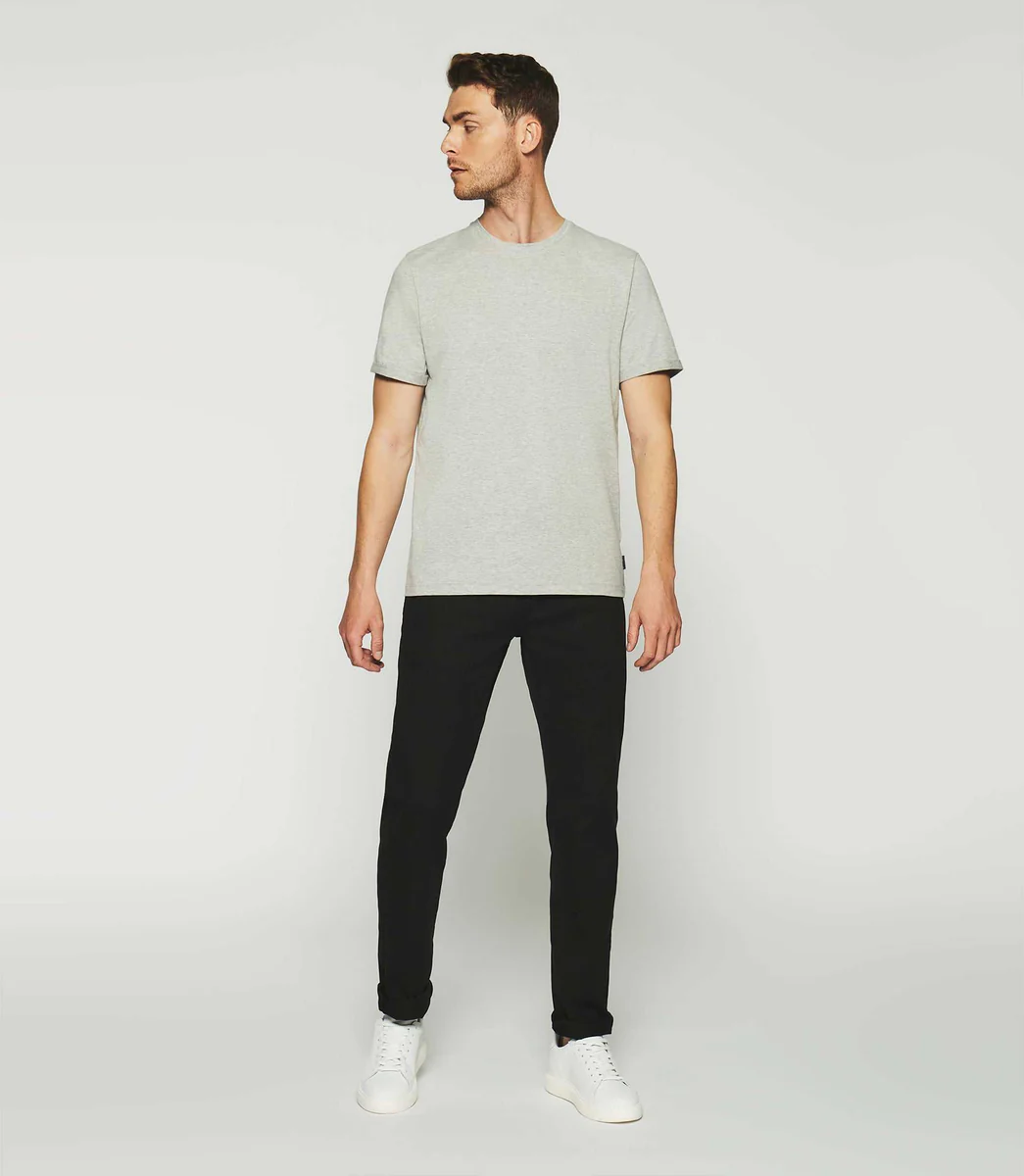 T-shirt uni à manches courtes gris chiné GINO