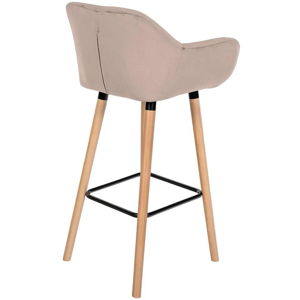 CLP Set van 2 Barkruk Grant natura Frame - Fluweel - licht grijs